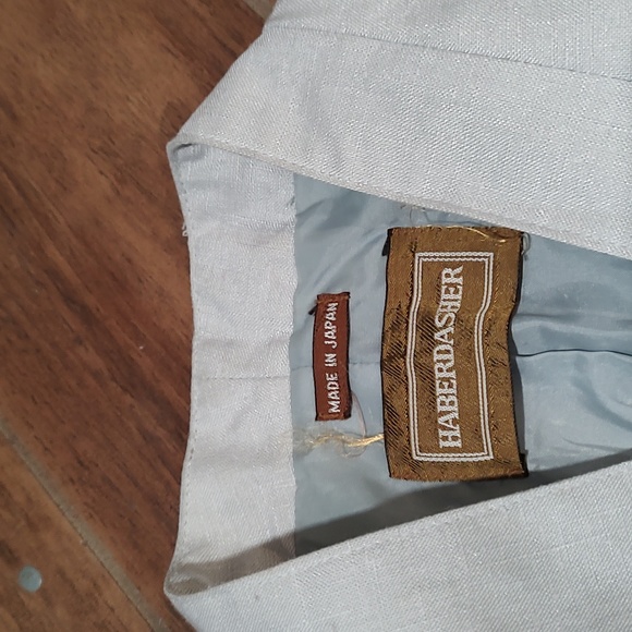 Vintage Haberdasher 11 blue grey blazer suit skirt set linen - Picture 3 of 4